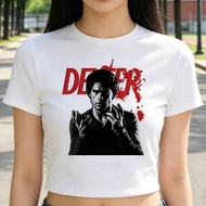 Dexter crop top girl cute graphic gothic top tees cute anime goth