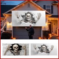Halloween Garage Door Banner 6x13Ft Reusable Halloween Skull Cover Scary Garage Door Banner for Outd