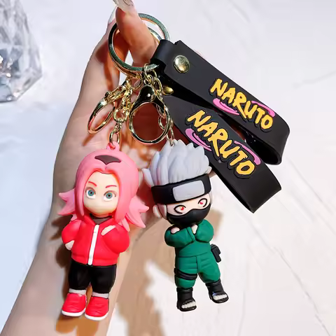 1/3Pcs Naruto Shippuden 3D Silicone Keychain Set Naruto Sakura Kakashi Gaara Lee Anime Character Bag