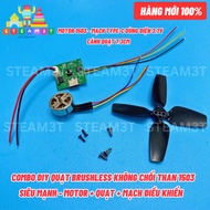 Combo DIY Quạt Brushless 1503 Siêu mạnh – Motor 1503 + Cánh Quạt 7.3cm + Mạch Điều Khiển Type-C 3.7V