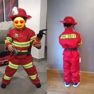 2024 Kids Firefighter Work Wear Boys Fireman Role Play Uniforms Sam Clothing Halloween Cosplay Costu