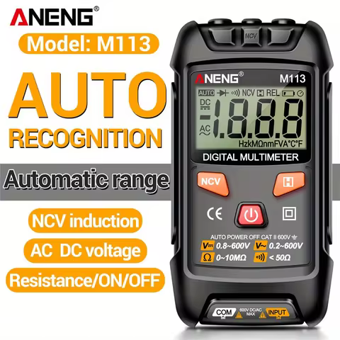 ANENG M113 Mini Digital Multimeter 1999 Counts AC DC Voltage Resistance NCV Tester Pocket Portable E