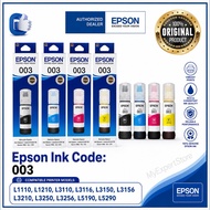 Epson 003 Printer Ink Original Genuine Ink Bottle BK C M Y for EcoTank L1110 L1210 L3110 L3150 L3210