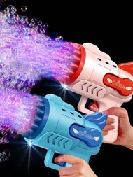 1入組泡泡機,29個孔的泡泡槍配有彩色閃光燈,適用於兒童、幼兒、成人的泡泡製造機,泡泡玩具吹泡泡火箭發射器,適用於生日、婚禮、派對、夏天（不含電池和泡泡液）,部分零件可能隨機 。