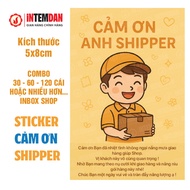 COMBO STICKER Thank You Shipper VINH LIEN Size 8x5cm ORANGE