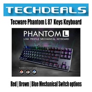 Tecware Phantom L 87 Keys Low Profile RGB Mechanical Keyboard | Red | Brown | Blue Switch Options
