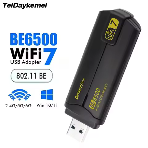 BE6500 USB 3.0 WiFi 7 Adapter 2.4G/5G/6GHz Wireless Network Card 6500Mbps 802.11BE For Win10/11 PC