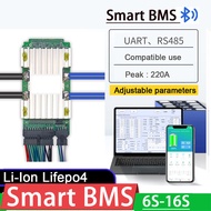 6S 16S สมาร์ท BMS 60A 80A 120A 18650 LifePo4 Li-Ion Lithium ป้องกันบลูทูธ APP 7S 8 10S 13S 14S 12V 2