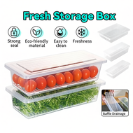 Freezer Storage Box with Lid Kitchen Rectangle Fish Meat Drain Tray Container Fresh-Keeping Box Frid