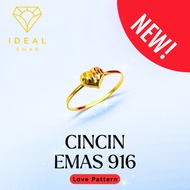 IDEAL Cincin Emas Budjet 916 Love Pattern Gold Ring 916 Love Pattern Budjet Fashion Ring Ring Emas 916