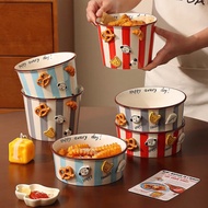 Creative stripe Snack Bowl Matcha bowl Large capacity noodle bowl High quality cute ceramic bowl