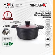 SINCERO Diamond Series Marble Casserole 28cm Non-stick High Quality PFOA PFOS FREE Compatible with A
