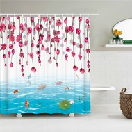 ม่านอาบน้ำ 3D ดอกไม้ที่สวยงามดอกทิวลิปพิมพ์ม่านอาบน้ำตกแต่งบ้านผ้ากันน้ำม่านอาบน้ำ