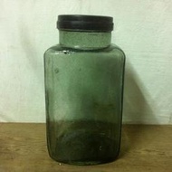 WH6562【四十八號老倉庫】二手 早期 台灣 氣泡 綠色 糖果罐 玻璃罐 玻璃瓶 高37cm  降價
