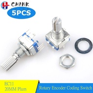 CHINK 5PCS Rotary Encoder 5Pin Plum Handle with Push Button EC11