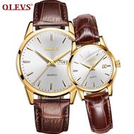 OLEVS Brand jam tangan couple set murah original authentic fashion trend double calendar waterproof 