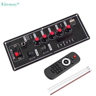 Aitemay เครื่องขยายเสียงบอร์ด2*10W 7.4V 12Vลำโพงขยายทรงสี่เหลี่ยมเต้น20W รองรับลำโพงการ์ด AUX TF บลู