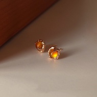 [GG] Time Fragment Amber Earrings Female Sterling Silver Women's Accessories