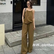 Summer women's clothing set, camisole set with elastic waistband wide-leg pants T437