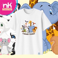 kaos animal friend (custom warna kaos) - bayi anak remaja &amp; dewasa - putih bigsize 2xl-5xl