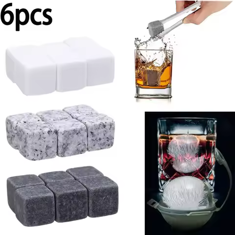 6PCS Natural Whiskey Stones Sipping Dry Ice Cube Whisky Stone Whisky Rock Cooler Wedding Gift Favor 