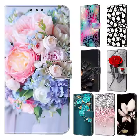 Flip Leather Case For LG K22 K31 K51 71 K92 Q92 V60 Plus Thinq 5G 3D Flower pattern Painted Wallet F