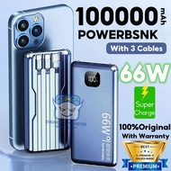 66W 100000mAh PD Quick Fast Charge Inbuilt 3 Cable Power Bank Light Weight Portable Charger Powerban