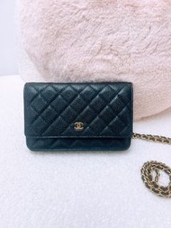(尖沙咀門市💖) Chanel woc wallet on chain 黑金荔枝牛皮