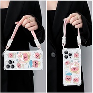 Girls Premium Lettersinggris Cute Lanyard Casing Oppo A5 Pro 5G A5X A5I A3X A5I Pro A38 A18 A16 A60 