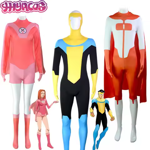 Anime Invincible Mark Grayson Jumpsuit Cloak Superhero Cosplay Omni-man Costume Atom Eve Cos Bodysui