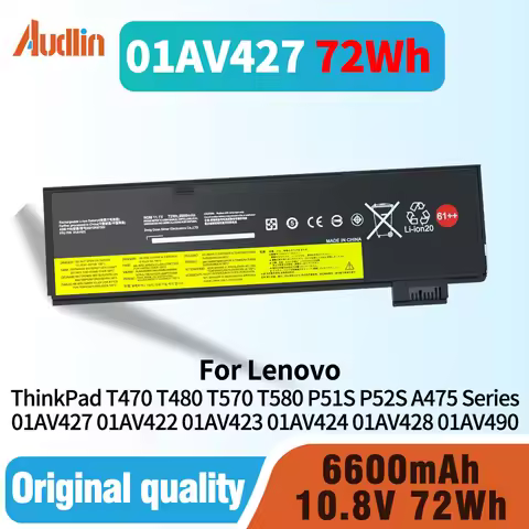 61++ 72Wh Laptop Battery for Lenovo ThinkPad T470 T480 T570 T580 P51S P52S A475 Series for 01AV427 0
