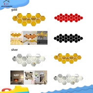 WONDER 12Pcs Acrylic Hexagon 3D Art Mirror Wall Sticker Home DIY Decor