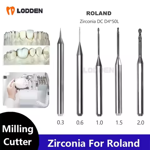 LODDEN Dental Milling Burs Roland DWX52 Diamond Coated Cutting Zirconia Grinding Tool DC Diameter 2.