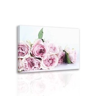 DOARTDO Peony Flower Canvas Wall Art Pink Floral Pictures Painting Flowers Bedroom Decor Frame Ready