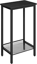 HOOBRO Tall Side Table, Industrial End Telephone Table with Adjustable Mesh Shelves, Small Entryway 