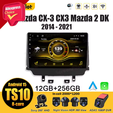 Android 15 For Mazda CX-3 CX3 Mazda 2 DK 2014 - 2017 2018 2019 2020 2021 Car Radio Multimedia Video 