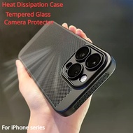 Heat Dissipation Breathable Cooling Phone Case For IPhone 14 13 12 11 Pro Max 14 Plus XR XS iphone 14 Pro Max Casing Tempered Glass Camera Lens Protector Plastic Back Cover