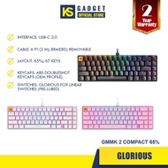 Glorious GMMK 2 Compact 65% Pre Built Mechanical Keyboard （black，white,pink）