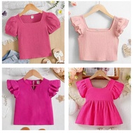 Twinkle Kids Cotton Smocked Knit Basic Daily Blouse Button Collar Tops 41020
