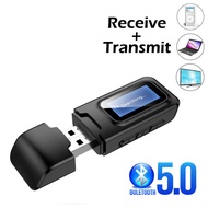 Bluetooth 5.0 Adapter Wireless LCD Display USB Bluetooth Receiver Music Audio Transmitter for PC TV Car 3.5mm AUX Jack Adaptador