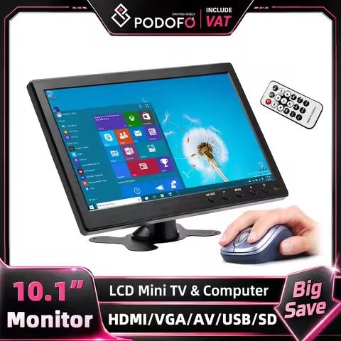 Podofo Slim 10.1 Inch HD LCD Headrest Monitor UV Protected Digital Display With HDMI VGA AV USB SD I