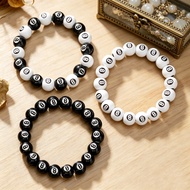 Fashion Black White Number 8 Billiard Ball Bracelet Unisex Acrylic Stretch Pool Ball Beaded Bangle f