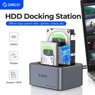 ORICO Hard Drive Docking Station with Offline Clone, Aluminum Alloy Dual Bay USB C to SATA Hard Drive Dock Holder for 2.5 or 3.5 Inch HDD 36TB UASP Support,Gray (6626C3-C)