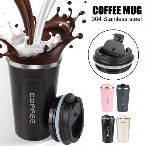 Thermo Cafe Car Thermos Mug for Tea Water Coffee Leak_Proof Travel Thermo Cup Coffee Mug 380/510ML D