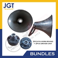 BUNDLE: 2pcs Horn 16" Round Trompa + 2pcs Driver Unit Speaker