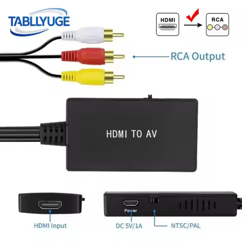 HDMI-compatible To RCA AV/CVBS Adapter Video Converter Box Supports PAL/NTSC Compatible for TV, DVD,