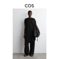 ชุดเดรสสั้นถักแขนคลุมไหล่สไตล์ลำลองฤดูร้อนใหม่ COS สำหรับผู้หญิง ชุดเดรสสั้นแขนสั้นคอตั้งแขนสั้นคอตั