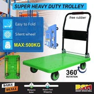 SUPER HEAVY DUTY Foldable Handle Platform Trolley 360° Rotation Wheel Hand Push Cart / Troli Letak B