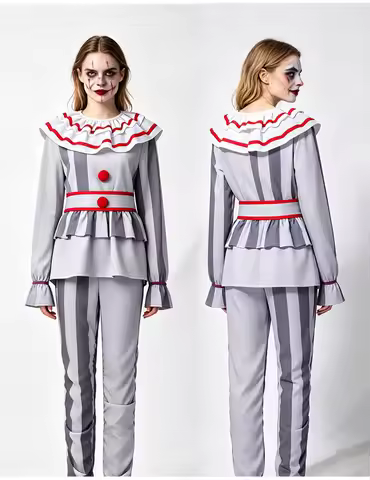 Stephen King's IT Pennywise Cosplay Costume Clown Character Halloween Masquerade Performance Clothin