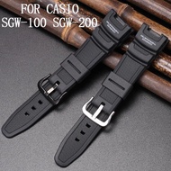 สายนาฬิกาเรซิ่นเหมาะสำหรับ Casio SGW100 SGW-100สายยางสำหรับผู้ชายกันน้ำอุปกรณ์เสริมสำหรับสายข้อมือสำหรับเปลี่ยนนาฬิกา